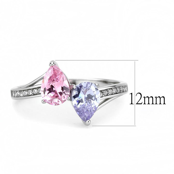 LOVCIA Stainless Steel Ring with Multi-Color AAA Grade Cubic Zirconia and High Polish Finish - Buy stylish Rings for women - Shop latest Ring design - Trendy Rings - Unique fashion Rings - Find the perfect Ring