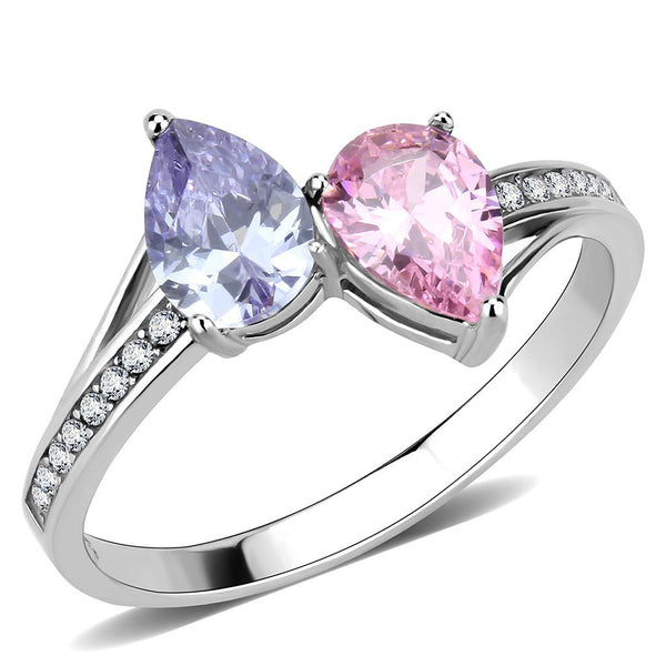 LOVCIA Stainless Steel Ring with Multi-Color AAA Grade Cubic Zirconia and High Polish Finish - Buy stylish Rings for women - Shop latest Ring design - Trendy Rings - Unique fashion Rings - Find the perfect Ring