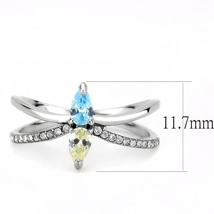 LOVCIA Sleek Stainless Steel Ring with Multicolor AAA CZ Gemstone - Buy stylish Rings for women - Shop latest Ring design - Trendy Rings - Unique fashion Rings - Find the perfect Ring