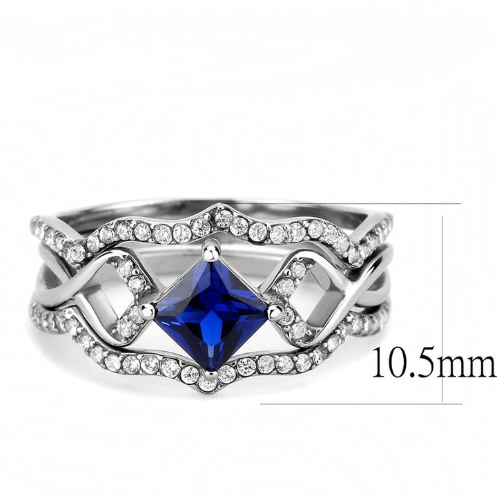 LOVCIA Stainless Steel High Polish Ring with London Blue Synthetic Spinel - Buy stylish Rings for women - Shop latest Ring design - Trendy Rings - Unique fashion Rings - Find the perfect Ring