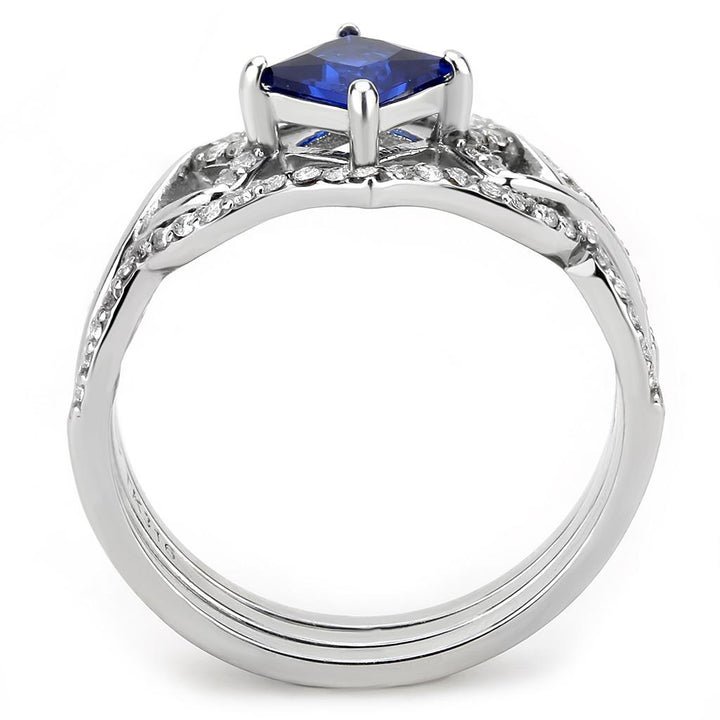 LOVCIA Stainless Steel High Polish Ring with London Blue Synthetic Spinel - Buy stylish Rings for women - Shop latest Ring design - Trendy Rings - Unique fashion Rings - Find the perfect Ring