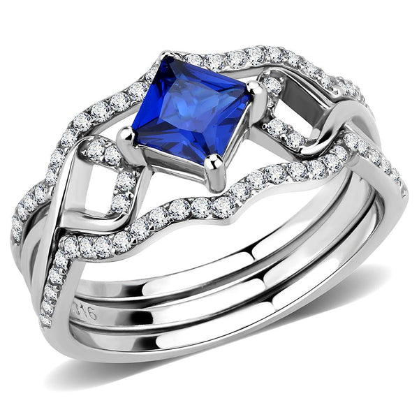 LOVCIA Stainless Steel High Polish Ring with London Blue Synthetic Spinel - Buy stylish Rings for women - Shop latest Ring design - Trendy Rings - Unique fashion Rings - Find the perfect Ring