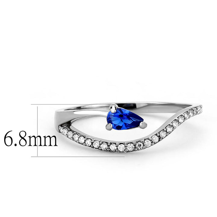 LOVCIA Stainless Steel Ring with London Blue Synthetic Spinel - High Polished Finish - Buy stylish Rings for women - Shop latest Ring design - Trendy Rings - Unique fashion Rings - Find the perfect Ring