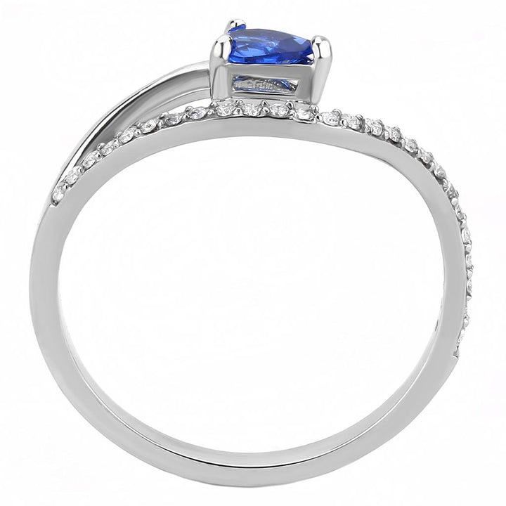 LOVCIA Stainless Steel Ring with London Blue Synthetic Spinel - High Polished Finish - Buy stylish Rings for women - Shop latest Ring design - Trendy Rings - Unique fashion Rings - Find the perfect Ring