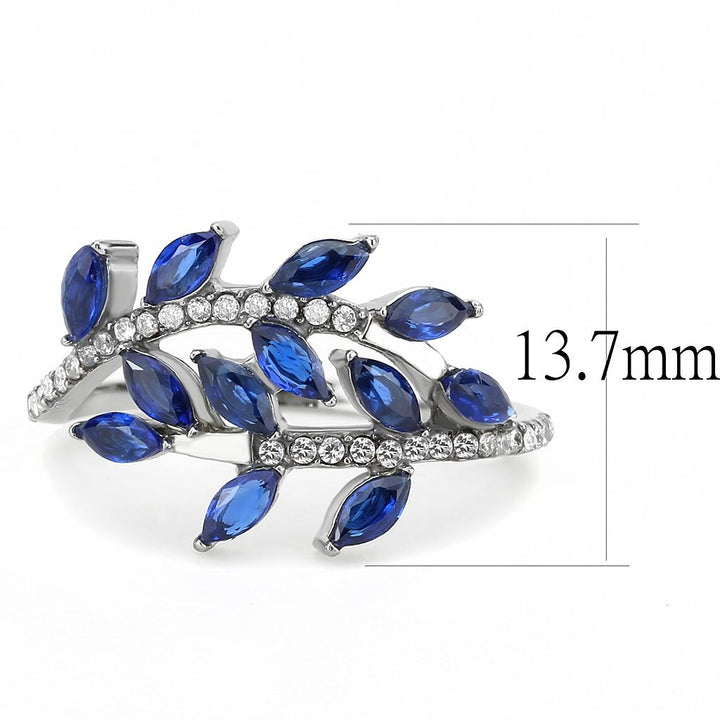 LOVCIA Stainless Steel Ring with London Blue Synthetic Spinel, High Polish Finish - Buy stylish Rings for women - Shop latest Ring design - Trendy Rings - Unique fashion Rings - Find the perfect Ring