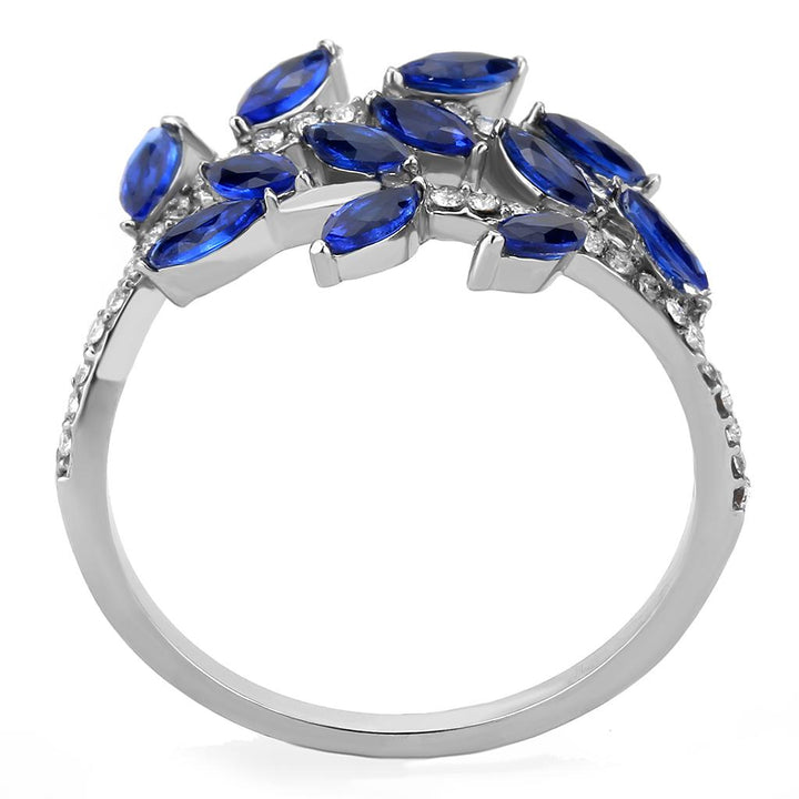 LOVCIA Stainless Steel Ring with London Blue Synthetic Spinel, High Polish Finish - Buy stylish Rings for women - Shop latest Ring design - Trendy Rings - Unique fashion Rings - Find the perfect Ring