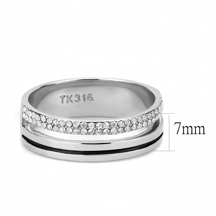 LOVCIA Sleek Stainless Steel Ring with Clear AAA Grade CZ Stone - Buy stylish Rings for women - Shop latest Ring design - Trendy Rings - Unique fashion Rings - Find the perfect Ring