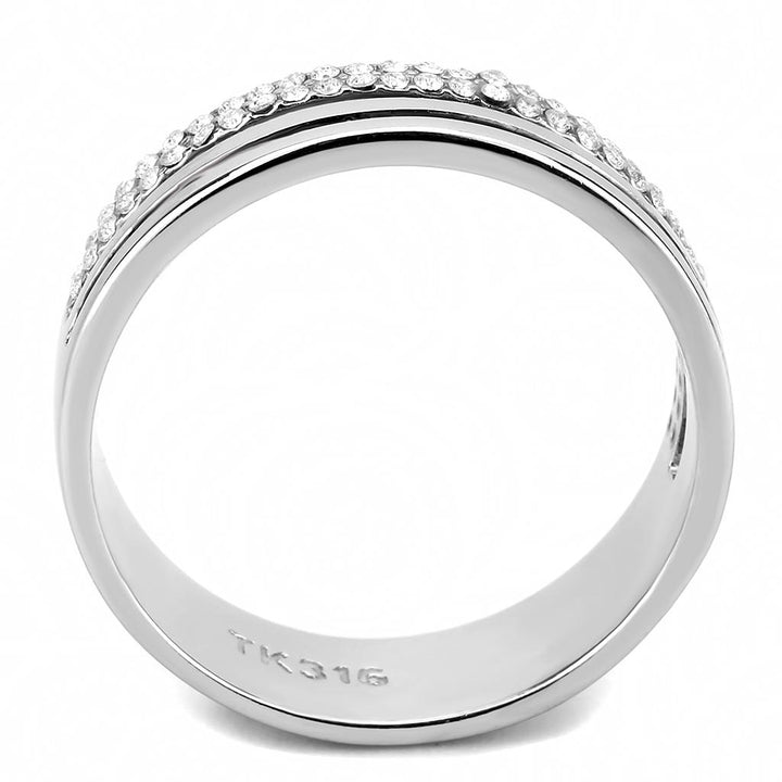 LOVCIA Sleek Stainless Steel Ring with Clear AAA Grade CZ Stone - Buy stylish Rings for women - Shop latest Ring design - Trendy Rings - Unique fashion Rings - Find the perfect Ring