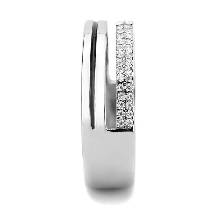 LOVCIA Sleek Stainless Steel Ring with Clear AAA Grade CZ Stone - Buy stylish Rings for women - Shop latest Ring design - Trendy Rings - Unique fashion Rings - Find the perfect Ring