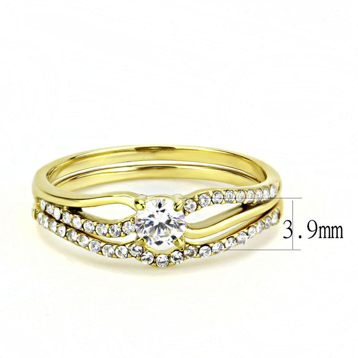 LOVCIA Ion Plated Gold Stainless Steel Ring with Clear AAA Grade CZ Stone - Buy stylish Rings for women - Shop latest Ring design - Trendy Rings - Unique fashion Rings - Find the perfect Ring