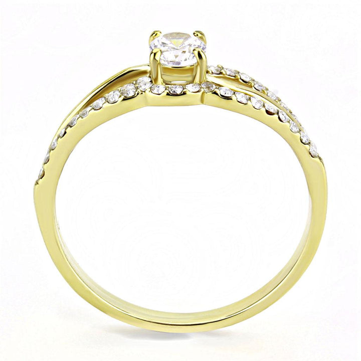 LOVCIA Ion Plated Gold Stainless Steel Ring with Clear AAA Grade CZ Stone - Buy stylish Rings for women - Shop latest Ring design - Trendy Rings - Unique fashion Rings - Find the perfect Ring