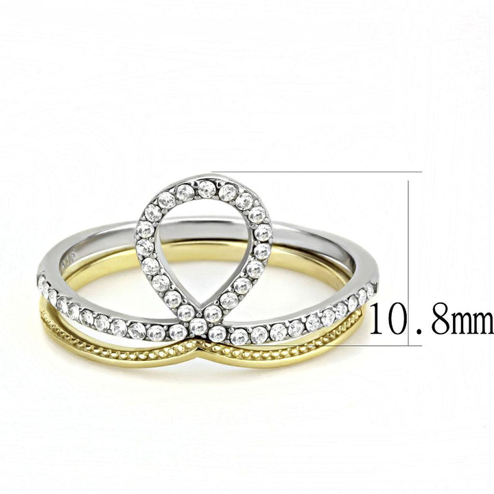 LOVCIA Two-Tone Ion Plated Gold Stainless Steel Ring with Clear AAA CZ Stone - Buy stylish Rings for women - Shop latest Ring design - Trendy Rings - Unique fashion Rings - Find the perfect Ring