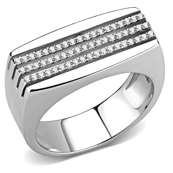 LOVCIA High Polish Stainless Steel Ring with Clear AAA Grade Cubic Zirconia - Buy stylish Rings for women - Shop latest Ring design - Trendy Rings - Unique fashion Rings - Find the perfect Ring