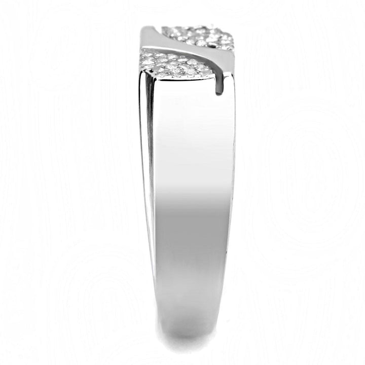 LOVCIA High Shine Stainless Steel Ring with Clear AAA Grade Cubic Zirconia - Buy stylish Rings for women - Shop latest Ring design - Trendy Rings - Unique fashion Rings - Find the perfect Ring