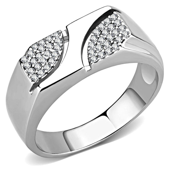 LOVCIA High Shine Stainless Steel Ring with Clear AAA Grade Cubic Zirconia - Buy stylish Rings for women - Shop latest Ring design - Trendy Rings - Unique fashion Rings - Find the perfect Ring