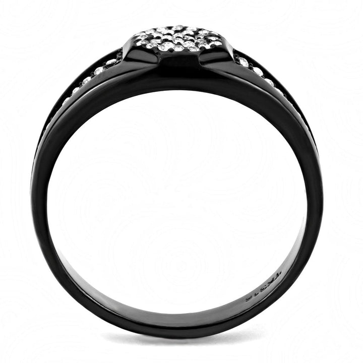 LOVCIA Black Ion-Plated Stainless Steel Ring with Clear AAA Grade Cubic Zirconia - Buy stylish Rings for women - Shop latest Ring design - Trendy Rings - Unique fashion Rings - Find the perfect Ring