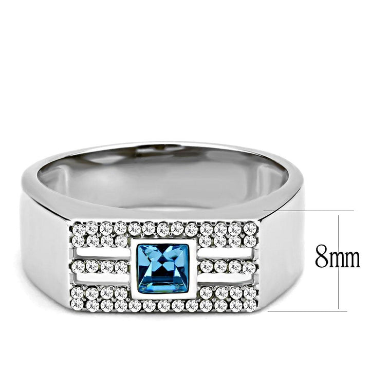 LOVCIA Sea Blue Crystal Stainless Steel Ring with High Polish Finish - Buy stylish Rings for women - Shop latest Ring design - Trendy Rings - Unique fashion Rings - Find the perfect Ring