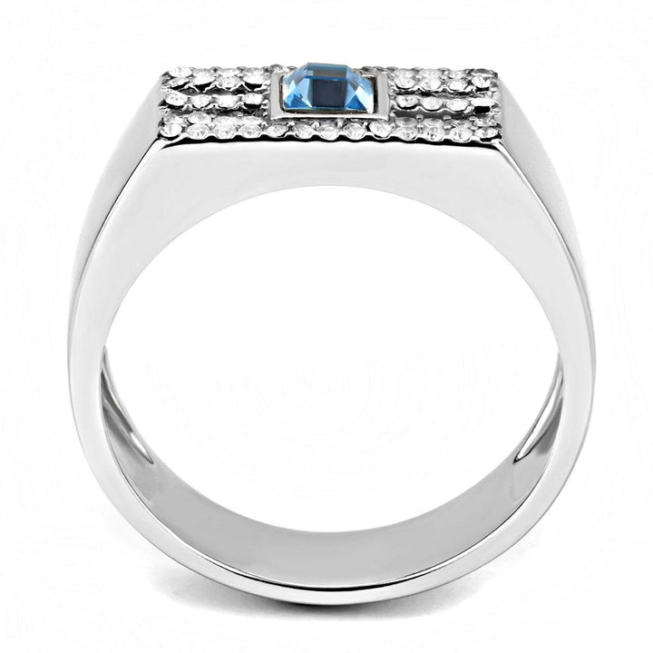 LOVCIA Sea Blue Crystal Stainless Steel Ring with High Polish Finish - Buy stylish Rings for women - Shop latest Ring design - Trendy Rings - Unique fashion Rings - Find the perfect Ring