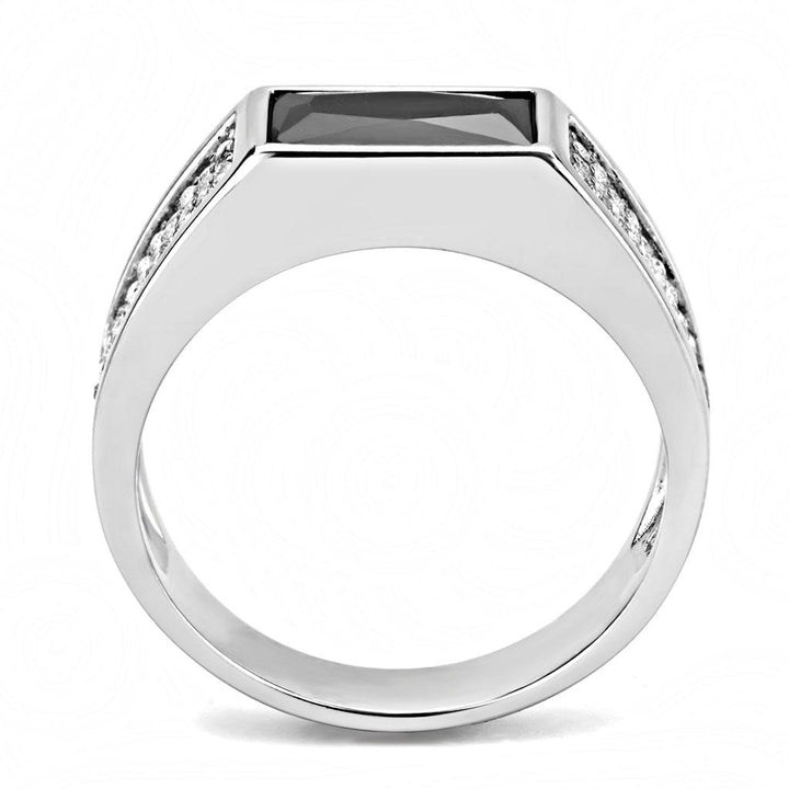 LOVCIA Sleek Stainless Steel Ring with Black Diamond AAA CZ Stone - Buy stylish Rings for women - Shop latest Ring design - Trendy Rings - Unique fashion Rings - Find the perfect Ring