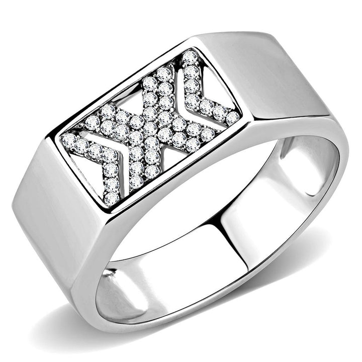 LOVCIA Stainless Steel Ring with Clear AAA Grade CZ and High Polish Finish - Buy stylish Rings for women - Shop latest Ring design - Trendy Rings - Unique fashion Rings - Find the perfect Ring