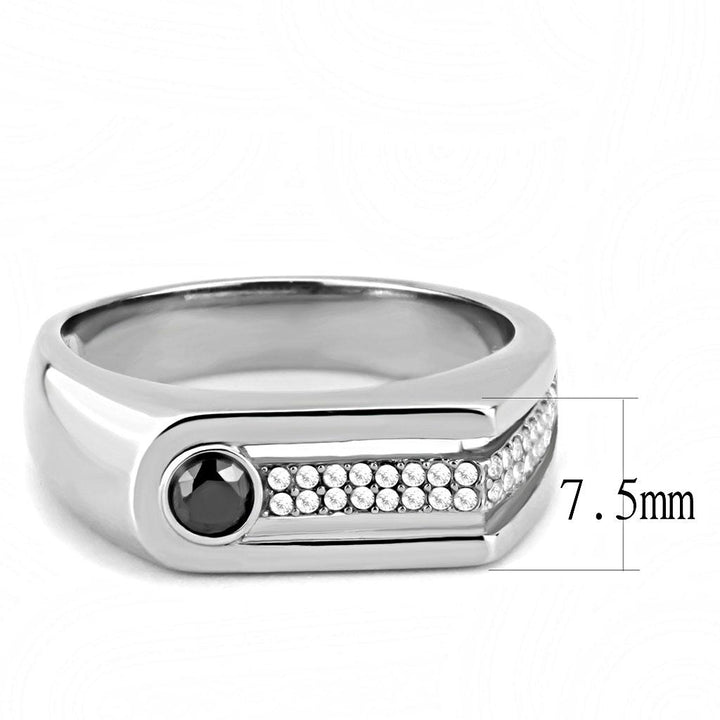 LOVCIA Sleek Stainless Steel Ring Featuring AAA Grade Black Diamond CZ - Buy stylish Rings for women - Shop latest Ring design - Trendy Rings - Unique fashion Rings - Find the perfect Ring