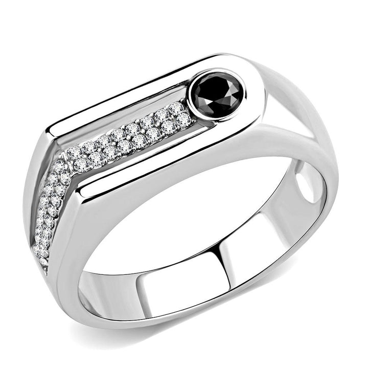 LOVCIA Sleek Stainless Steel Ring Featuring AAA Grade Black Diamond CZ - Buy stylish Rings for women - Shop latest Ring design - Trendy Rings - Unique fashion Rings - Find the perfect Ring