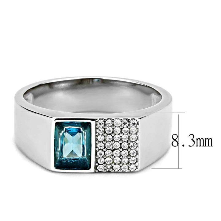 LOVCIA Stainless Steel Ring with Sea Blue Synthetic Stone, High Polished Finish - Buy stylish Rings for women - Shop latest Ring design - Trendy Rings - Unique fashion Rings - Find the perfect Ring