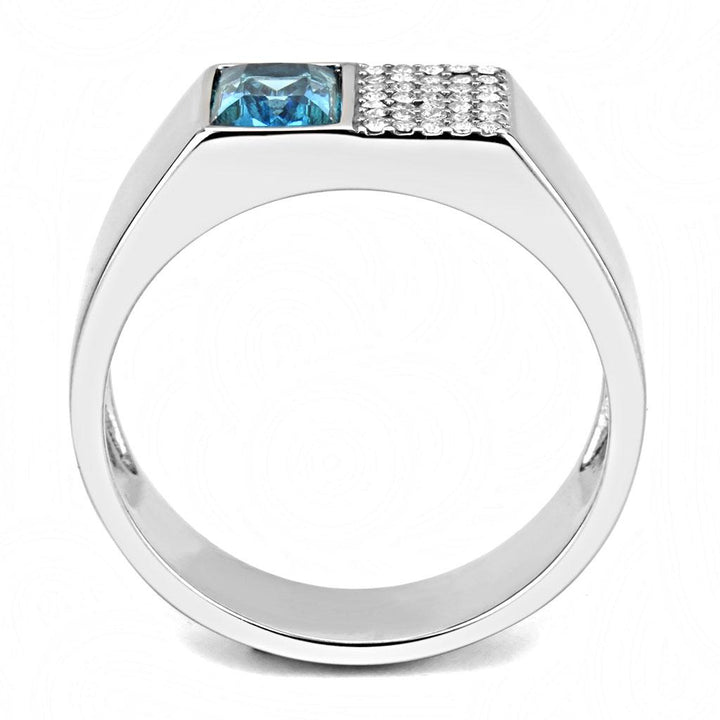 LOVCIA Stainless Steel Ring with Sea Blue Synthetic Stone, High Polished Finish - Buy stylish Rings for women - Shop latest Ring design - Trendy Rings - Unique fashion Rings - Find the perfect Ring