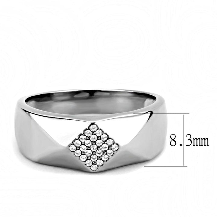 LOVCIA Sleek Stainless Steel Ring with Clear AAA Grade CZ Stone - Buy stylish Rings for women - Shop latest Ring design - Trendy Rings - Unique fashion Rings - Find the perfect Ring