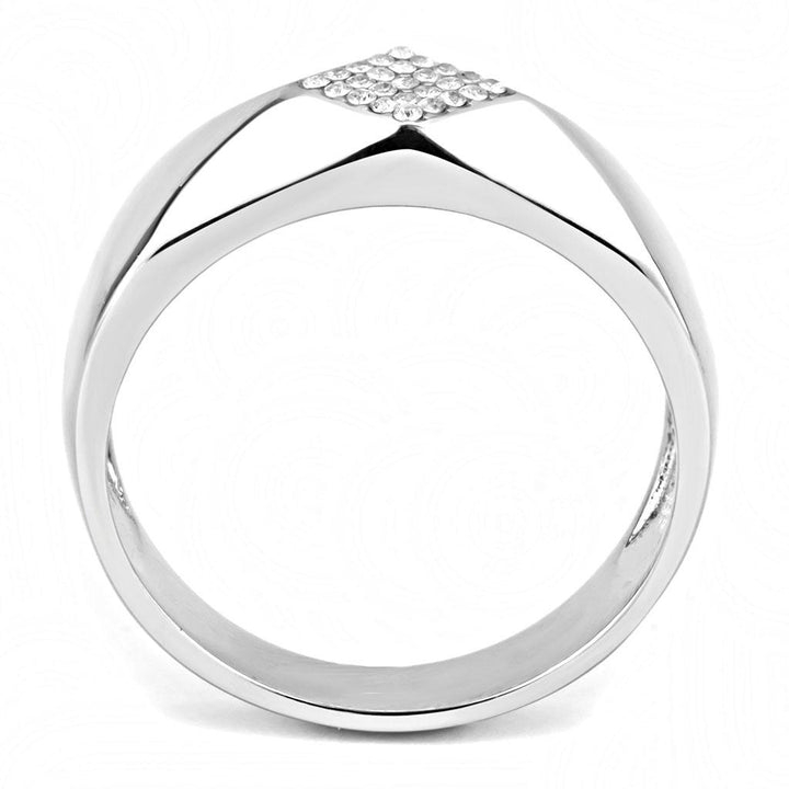 LOVCIA Sleek Stainless Steel Ring with Clear AAA Grade CZ Stone - Buy stylish Rings for women - Shop latest Ring design - Trendy Rings - Unique fashion Rings - Find the perfect Ring