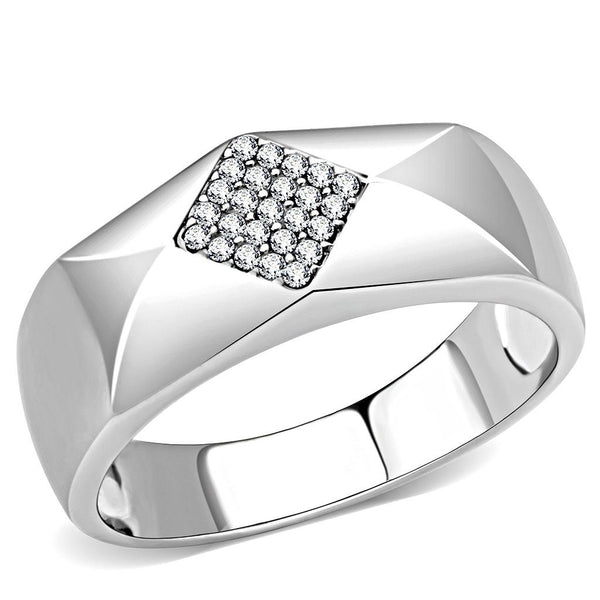 LOVCIA Sleek Stainless Steel Ring with Clear AAA Grade CZ Stone - Buy stylish Rings for women - Shop latest Ring design - Trendy Rings - Unique fashion Rings - Find the perfect Ring