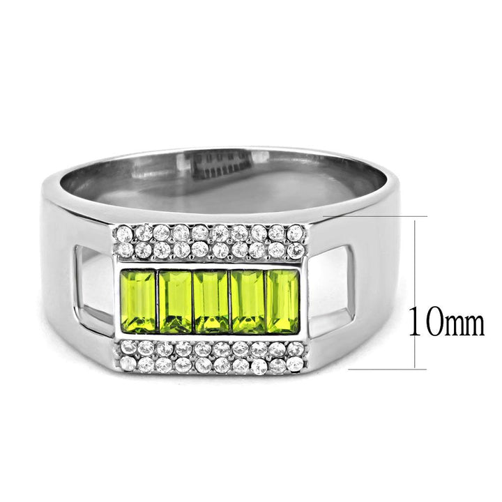 LOVCIA Stainless Steel Ring with Olivine Top Grade Crystal - High Polish Finish - Buy stylish Rings for women - Shop latest Ring design - Trendy Rings - Unique fashion Rings - Find the perfect Ring