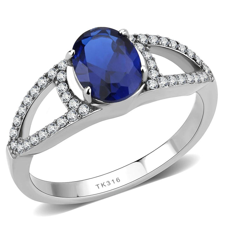 LOVCIA London Blue Synthetic Spinel Stainless Steel Ring, No Plating - Buy stylish Rings for women - Shop latest Ring design - Trendy Rings - Unique fashion Rings - Find the perfect Ring