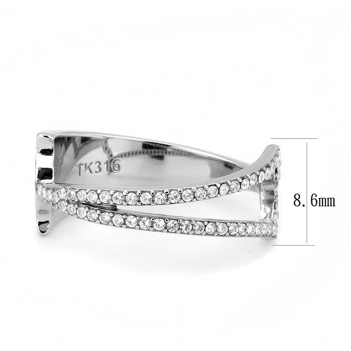 LOVCIA Stainless Steel Ring with Clear AAA Grade Cubic Zirconia Stone - Buy stylish Rings for women - Shop latest Ring design - Trendy Rings - Unique fashion Rings - Find the perfect Ring