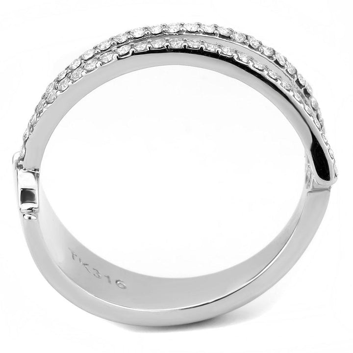 LOVCIA Stainless Steel Ring with Clear AAA Grade Cubic Zirconia Stone - Buy stylish Rings for women - Shop latest Ring design - Trendy Rings - Unique fashion Rings - Find the perfect Ring