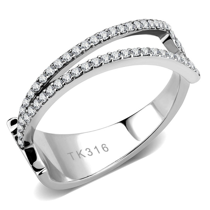 LOVCIA Stainless Steel Ring with Clear AAA Grade Cubic Zirconia Stone - Buy stylish Rings for women - Shop latest Ring design - Trendy Rings - Unique fashion Rings - Find the perfect Ring