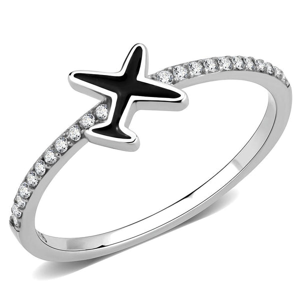 LOVCIA Jet Black Epoxy Stainless Steel Ring - Unplated Finish - Buy stylish Rings for women - Shop latest Ring design - Trendy Rings - Unique fashion Rings - Find the perfect Ring