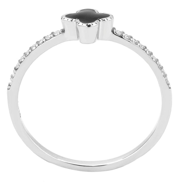 LOVCIA Stainless Steel Ring with Jet Epoxy Accent - Buy stylish Rings for women - Shop latest Ring design - Trendy Rings - Unique fashion Rings - Find the perfect Ring