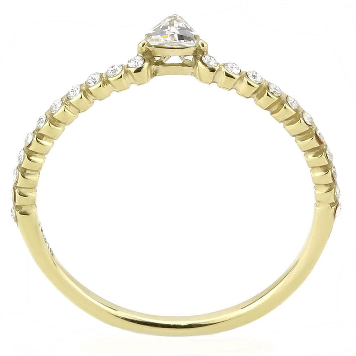 LOVCIA Gold Ion Plated Stainless Steel Ring with Clear AAA Cubic Zirconia - Buy stylish Rings for women - Shop latest Ring design - Trendy Rings - Unique fashion Rings - Find the perfect Ring