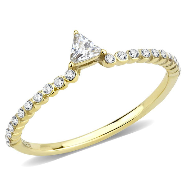 LOVCIA Gold Ion Plated Stainless Steel Ring with Clear AAA Cubic Zirconia - Buy stylish Rings for women - Shop latest Ring design - Trendy Rings - Unique fashion Rings - Find the perfect Ring