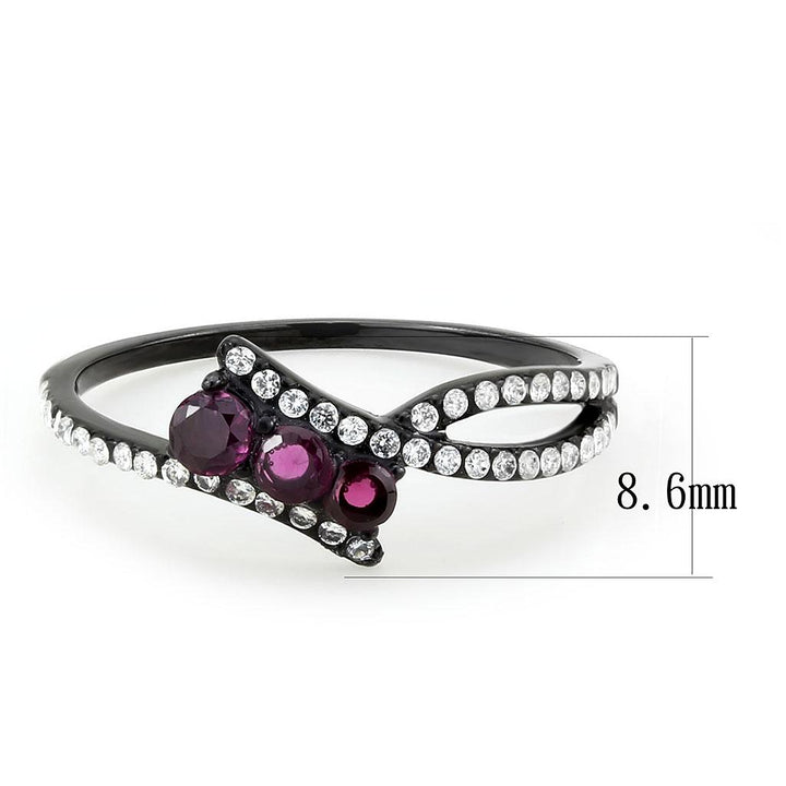 LOVCIA Fuchsia AAA CZ Ion Plated Black Stainless Steel Ring - Buy stylish Rings for women - Shop latest Ring design - Trendy Rings - Unique fashion Rings - Find the perfect Ring