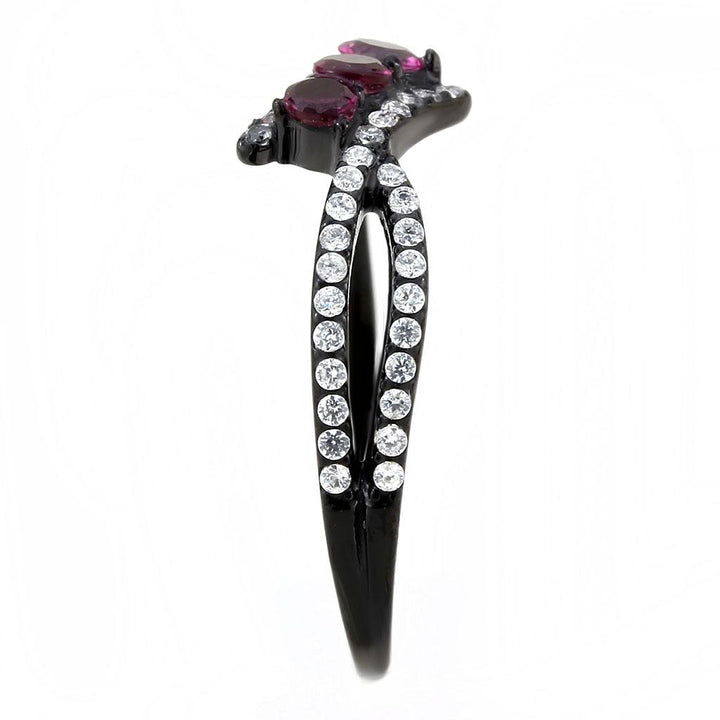 LOVCIA Fuchsia AAA CZ Ion Plated Black Stainless Steel Ring - Buy stylish Rings for women - Shop latest Ring design - Trendy Rings - Unique fashion Rings - Find the perfect Ring