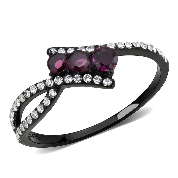 LOVCIA Fuchsia AAA CZ Ion Plated Black Stainless Steel Ring - Buy stylish Rings for women - Shop latest Ring design - Trendy Rings - Unique fashion Rings - Find the perfect Ring