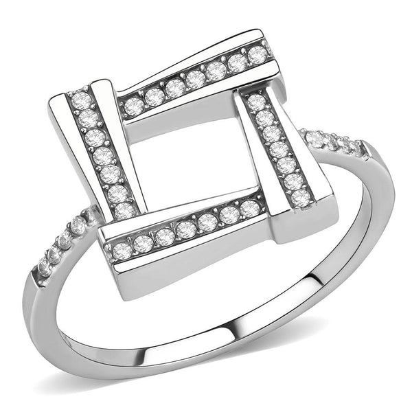 LOVCIA Stainless Steel Ring with Clear AAA CZ Stone, No Plating - Buy stylish Rings for women - Shop latest Ring design - Trendy Rings - Unique fashion Rings - Find the perfect Ring