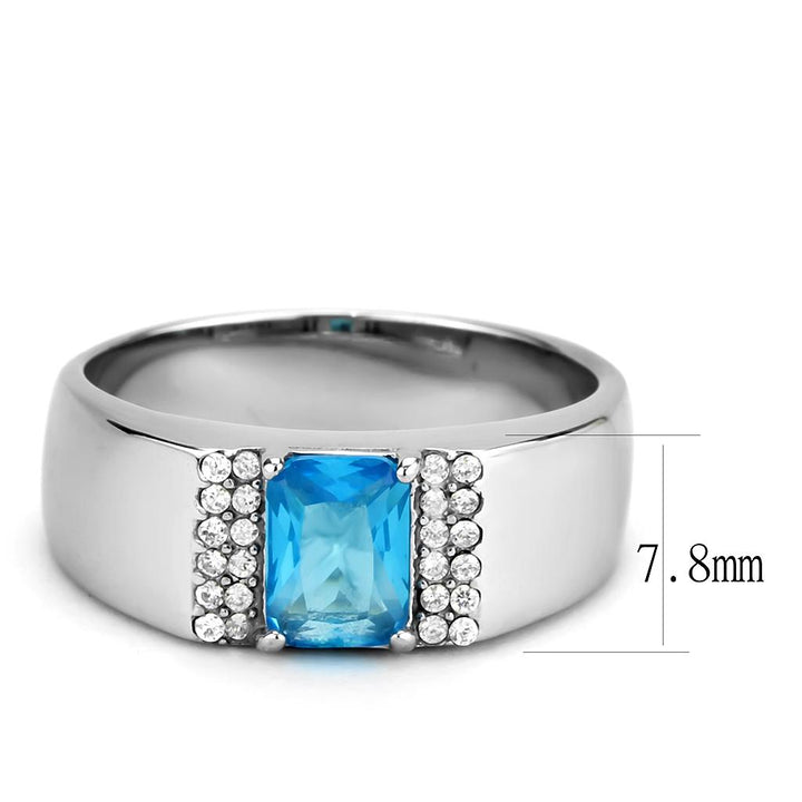 LOVCIA Stainless Steel Ring with Sea Blue Synthetic Glass Stone - Buy stylish Rings for women - Shop latest Ring design - Trendy Rings - Unique fashion Rings - Find the perfect Ring