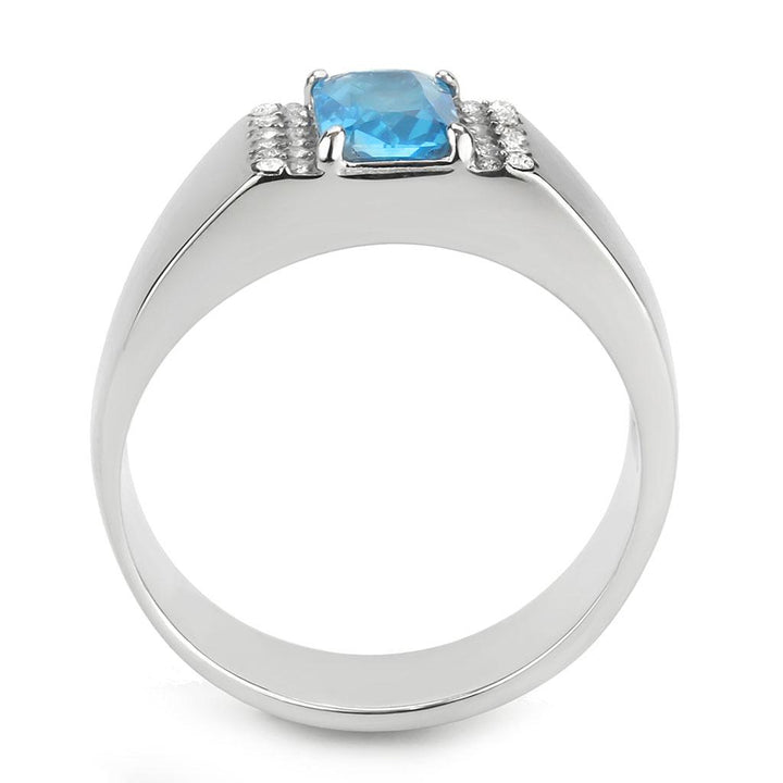 LOVCIA Stainless Steel Ring with Sea Blue Synthetic Glass Stone - Buy stylish Rings for women - Shop latest Ring design - Trendy Rings - Unique fashion Rings - Find the perfect Ring