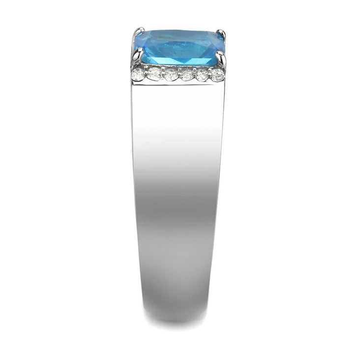 LOVCIA Stainless Steel Ring with Sea Blue Synthetic Glass Stone - Buy stylish Rings for women - Shop latest Ring design - Trendy Rings - Unique fashion Rings - Find the perfect Ring