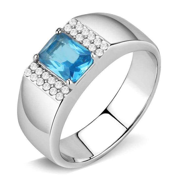 LOVCIA Stainless Steel Ring with Sea Blue Synthetic Glass Stone - Buy stylish Rings for women - Shop latest Ring design - Trendy Rings - Unique fashion Rings - Find the perfect Ring