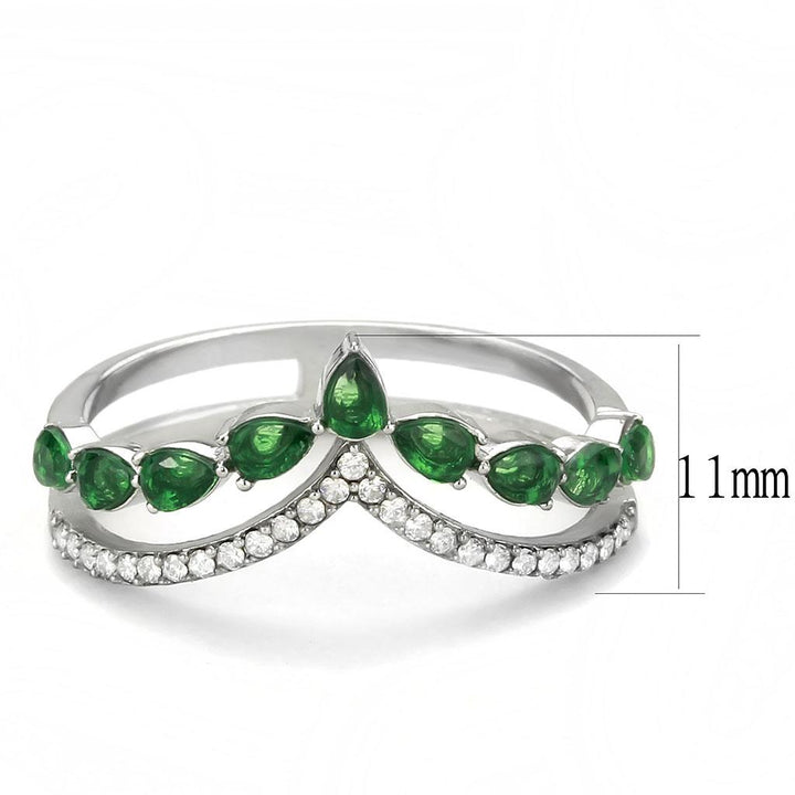 LOVCIA Elegant Stainless Steel Ring with Emerald-Colored Synthetic Glass Stone - Buy stylish Rings for women - Shop latest Ring design - Trendy Rings - Unique fashion Rings - Find the perfect Ring