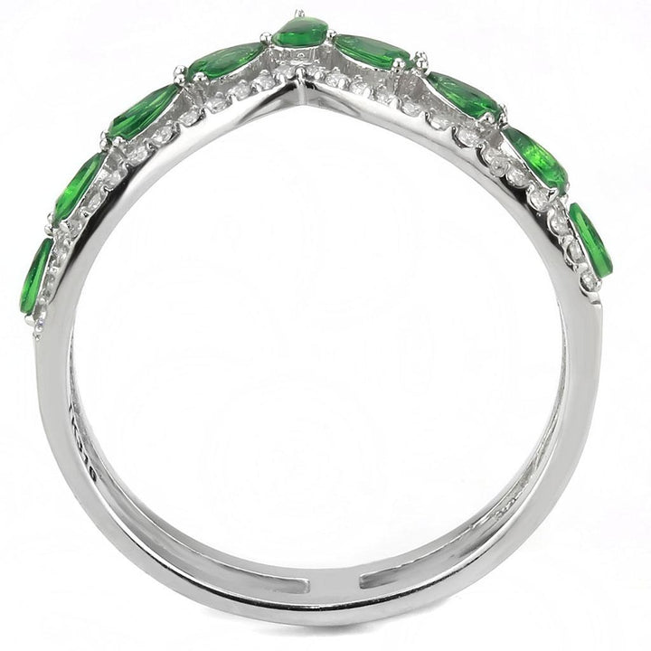 LOVCIA Elegant Stainless Steel Ring with Emerald-Colored Synthetic Glass Stone - Buy stylish Rings for women - Shop latest Ring design - Trendy Rings - Unique fashion Rings - Find the perfect Ring